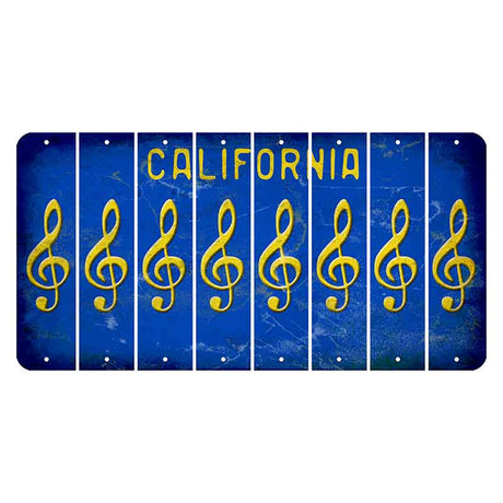 California Blue Cut License Plate Strips (Set of 8) Music Note