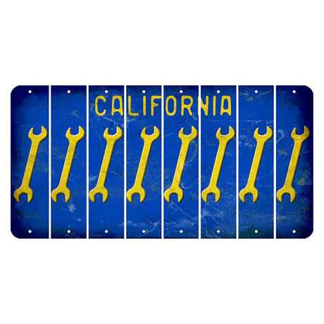 California Blue Cut License Plate Strips (Set of 8) Wrench