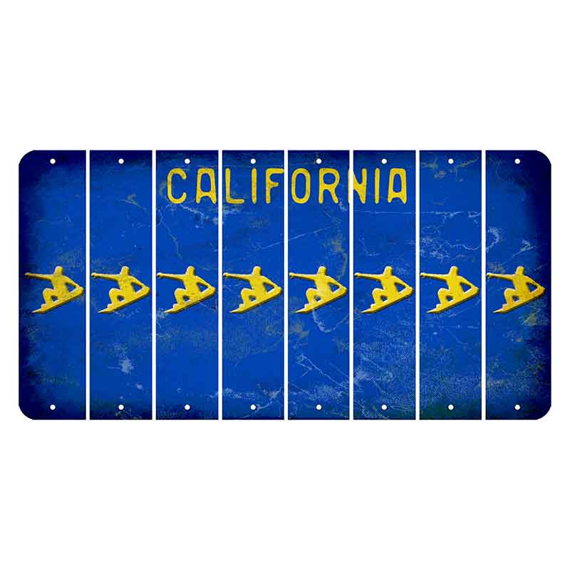 California Blue Cut License Plate Strips (Set of 8) Snowboarder
