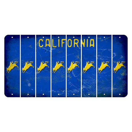 California Blue Cut License Plate Strips (Set of 8) Bull Rider