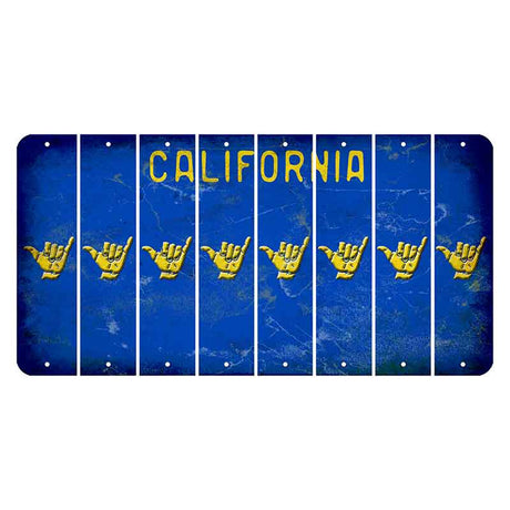 California Blue Cut License Plate Strips (Set of 8) Hang Loose
