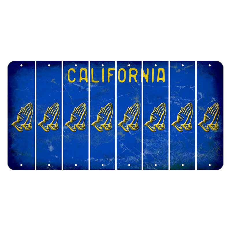 California Blue Cut License Plate Strips (Set of 8) Praying Hands