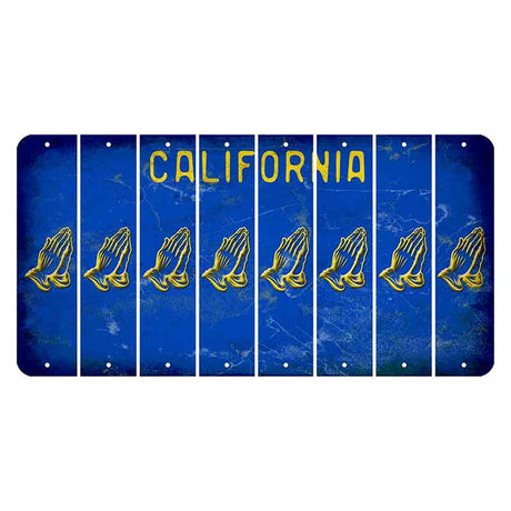 California Blue Cut License Plate Strips (Set of 8) Praying Hands