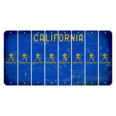 California Blue Cut License Plate Strips (Set of 8) Zodiac Sign - Aquarius