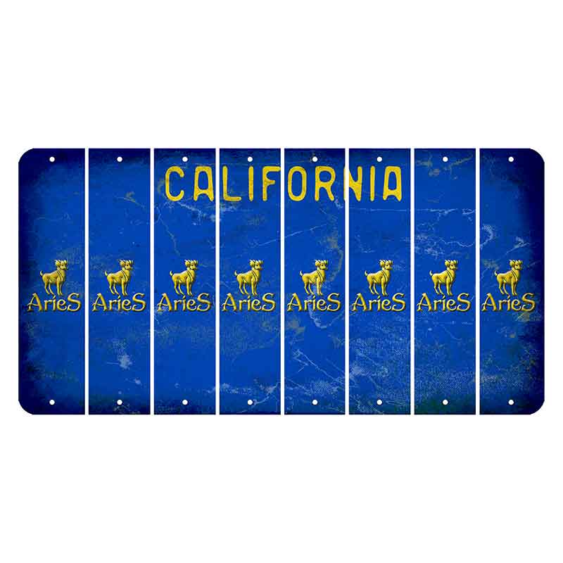 California Blue Cut License Plate Strips (Set of 8) Zodiac Sign - Aries