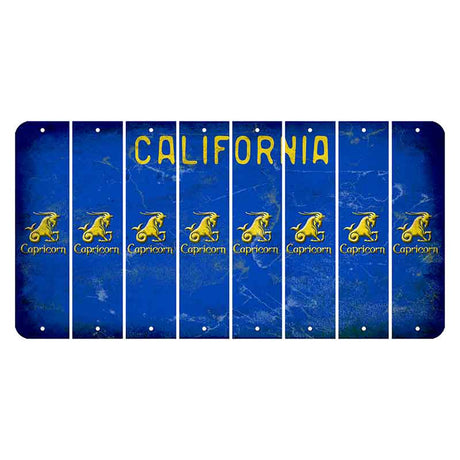 California Blue Cut License Plate Strips (Set of 8) Zodiac Sign - Capricorn