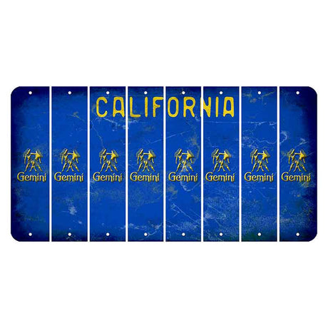 California Blue Cut License Plate Strips (Set of 8) Zodiac Sign - Gemini