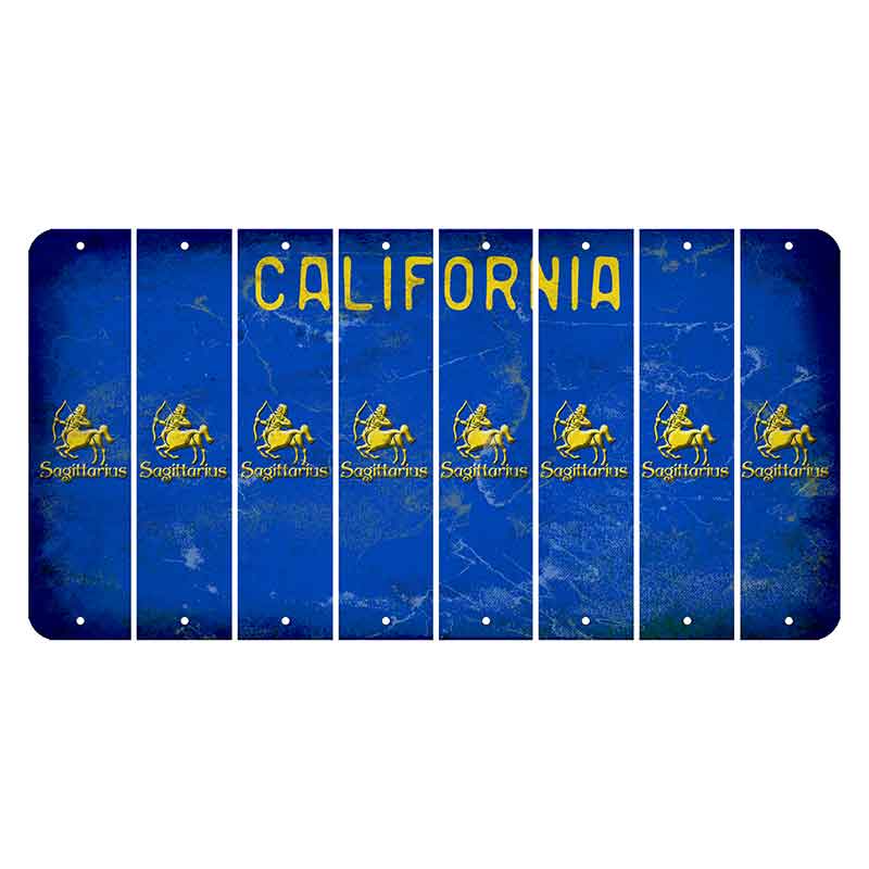 California Blue Cut License Plate Strips (Set of 8) Zodiac Sign - Sagittarius