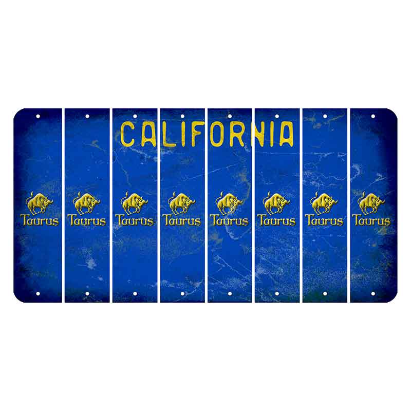California Blue Cut License Plate Strips (Set of 8) Zodiac Sign - Taurus
