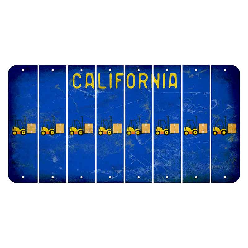 California Blue Cut License Plate Strips (Set of 8) Forklift