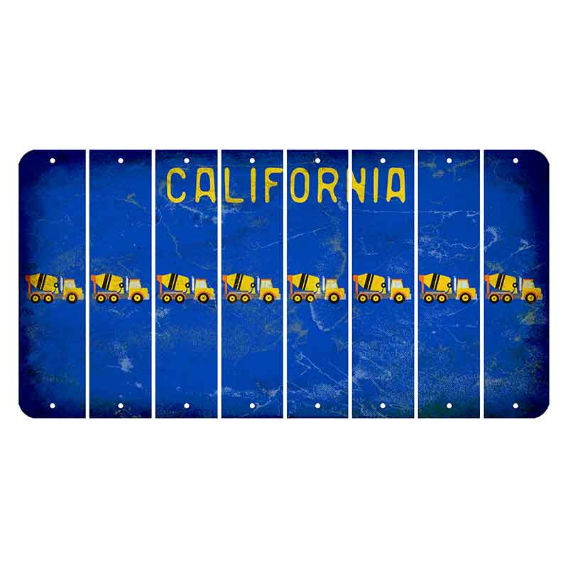 California Blue Cut License Plate Strips (Set of 8) Cement Truck