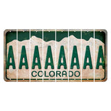 Colorado White|Green Mountains Cut License Plate Strips (Set of 8) A