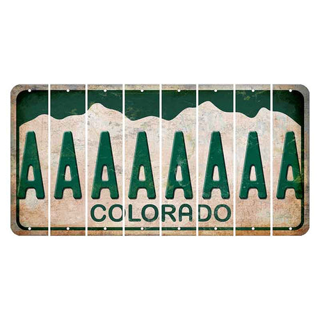 Colorado White|Green Mountains Cut License Plate Strips (Set of 8) A