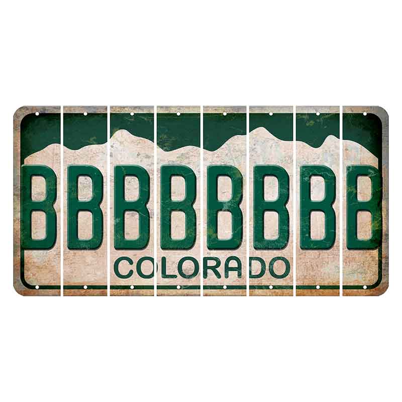 Colorado White|Green Mountains Cut License Plate Strips (Set of 8) B