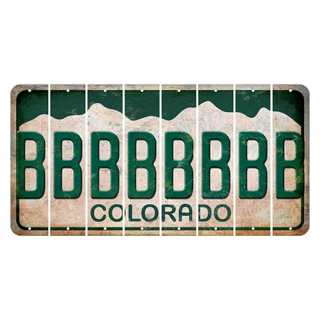 Colorado White|Green Mountains Cut License Plate Strips (Set of 8) B