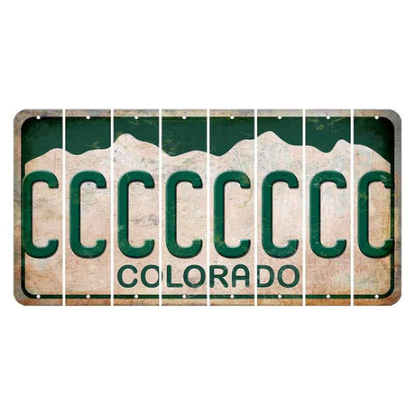 Colorado White|Green Mountains Cut License Plate Strips (Set of 8) C
