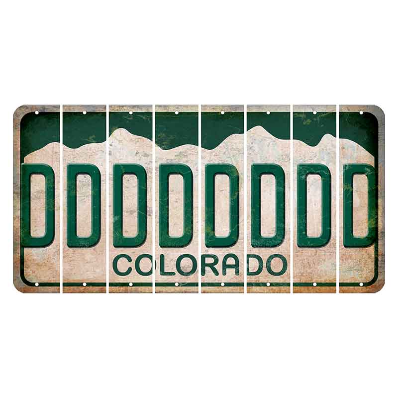 Colorado White|Green Mountains Cut License Plate Strips (Set of 8) D
