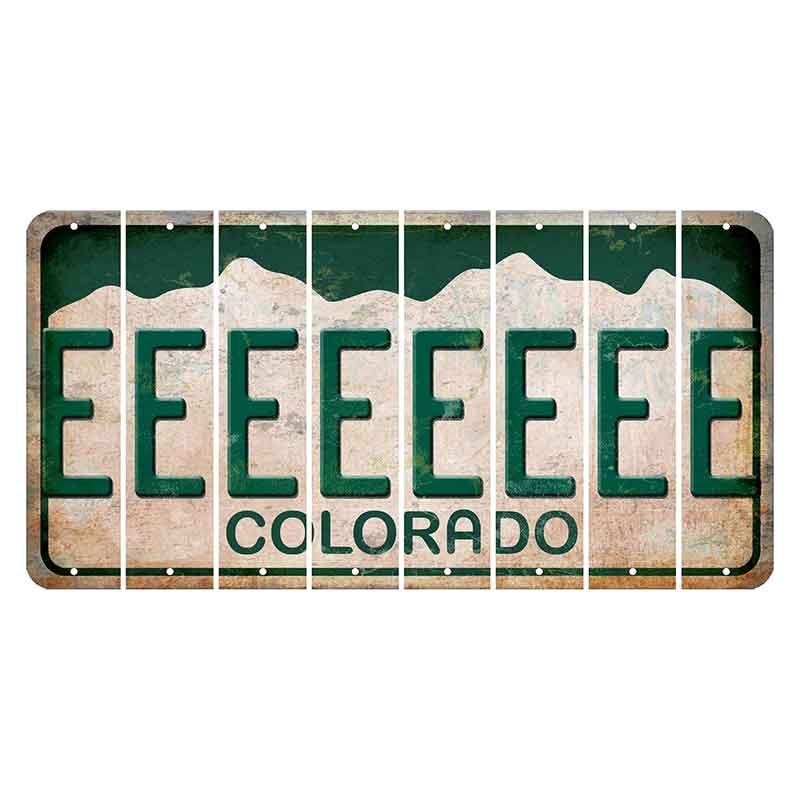 Colorado White|Green Mountains Cut License Plate Strips (Set of 8) E