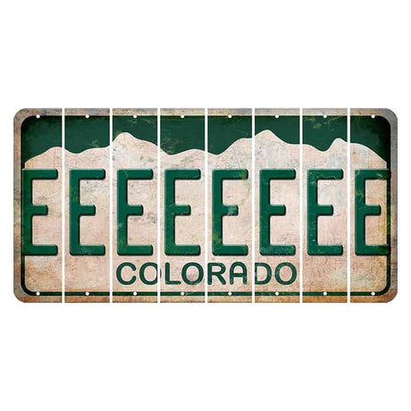 Colorado White|Green Mountains Cut License Plate Strips (Set of 8) E