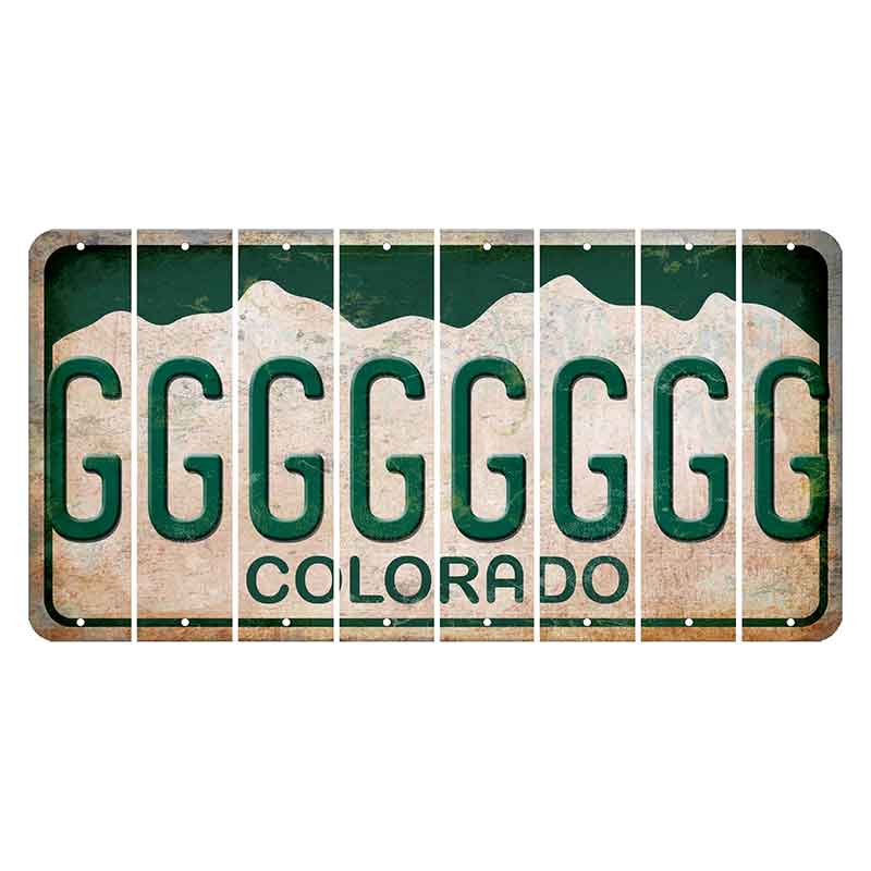 Colorado White|Green Mountains Cut License Plate Strips (Set of 8) G