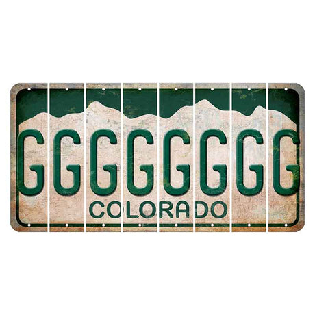 Colorado White|Green Mountains Cut License Plate Strips (Set of 8) G
