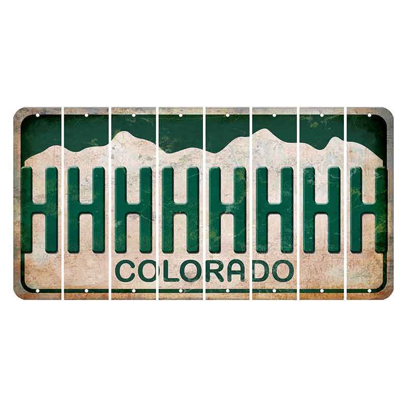 Colorado White|Green Mountains Cut License Plate Strips (Set of 8) H