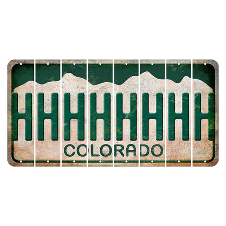 Colorado White|Green Mountains Cut License Plate Strips (Set of 8) H