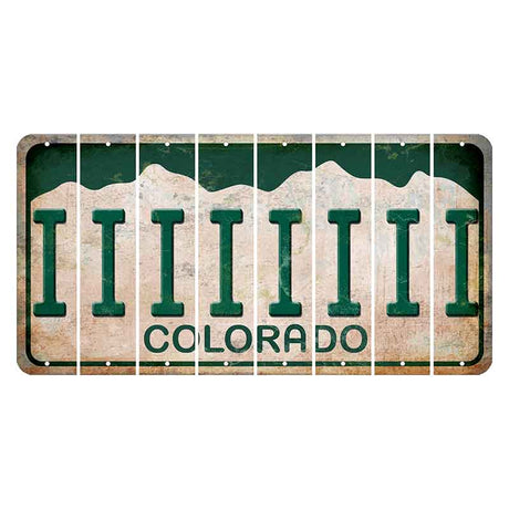 Colorado White|Green Mountains Cut License Plate Strips (Set of 8) I