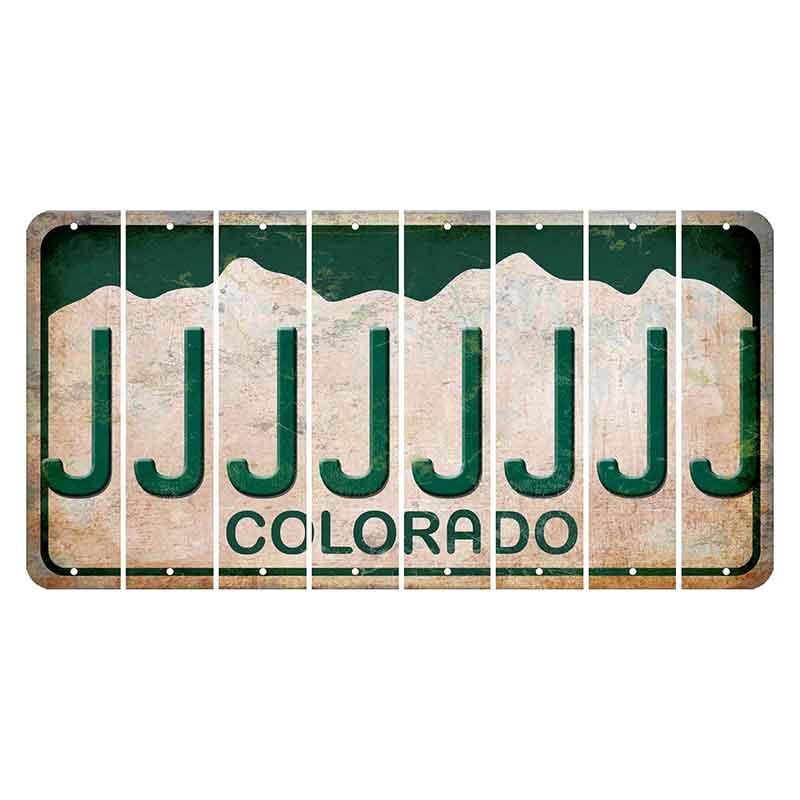 Colorado White|Green Mountains Cut License Plate Strips (Set of 8) J