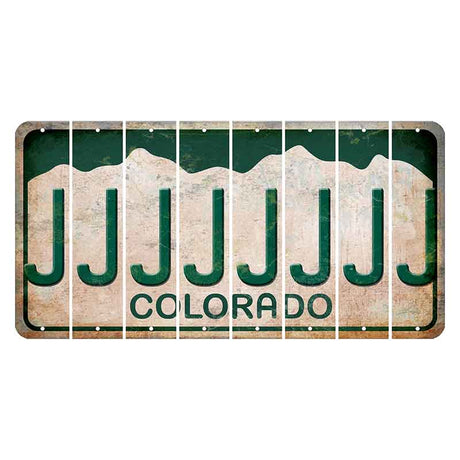 Colorado White|Green Mountains Cut License Plate Strips (Set of 8) J