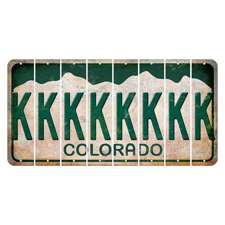 Colorado White|Green Mountains Cut License Plate Strips (Set of 8) K