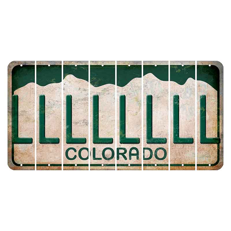 Colorado White|Green Mountains Cut License Plate Strips (Set of 8) L