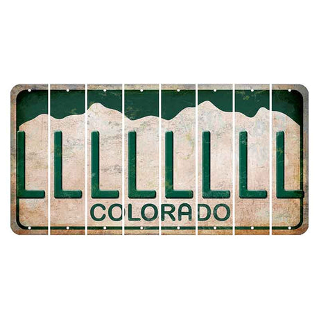 Colorado White|Green Mountains Cut License Plate Strips (Set of 8) L