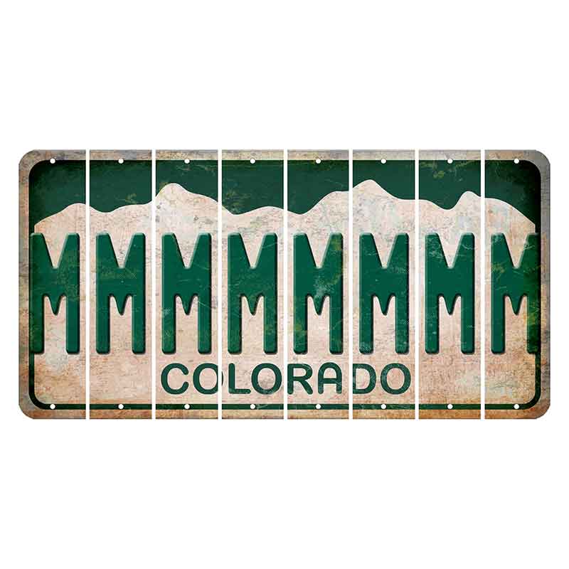 Colorado White|Green Mountains Cut License Plate Strips (Set of 8) M