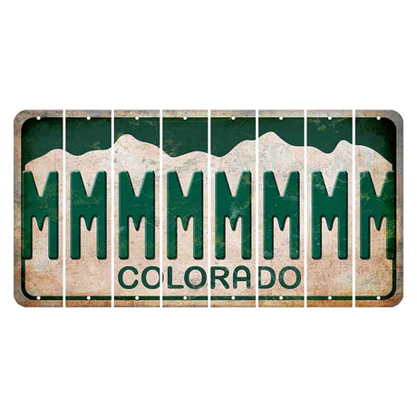 Colorado White|Green Mountains Cut License Plate Strips (Set of 8) M