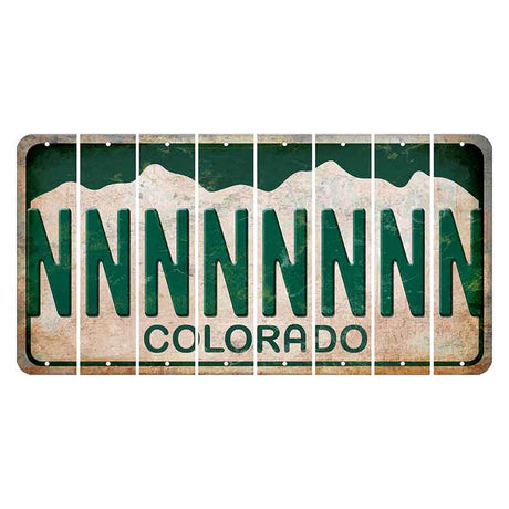 Colorado White|Green Mountains Cut License Plate Strips (Set of 8) N