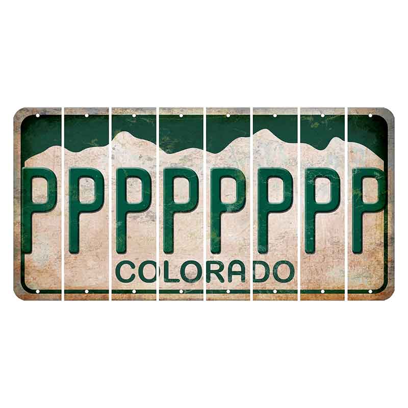 Colorado White|Green Mountains Cut License Plate Strips (Set of 8) P
