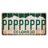Colorado White|Green Mountains Cut License Plate Strips (Set of 8) P