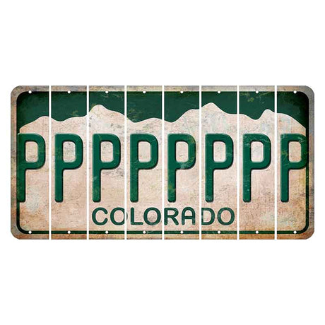 Colorado White|Green Mountains Cut License Plate Strips (Set of 8) P