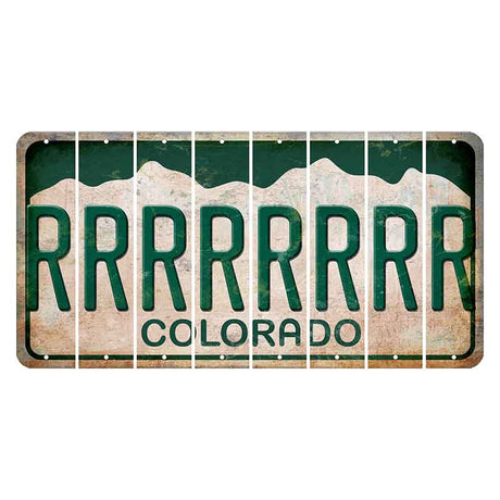 Colorado White|Green Mountains Cut License Plate Strips (Set of 8) R