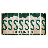 Colorado White|Green Mountains Cut License Plate Strips (Set of 8) S