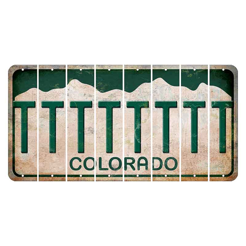 Colorado White|Green Mountains Cut License Plate Strips (Set of 8) T