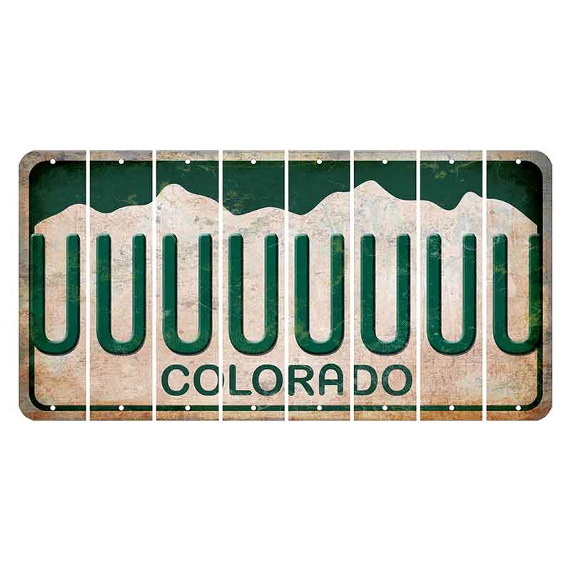 Colorado White|Green Mountains Cut License Plate Strips (Set of 8) U