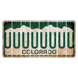 Colorado White|Green Mountains Cut License Plate Strips (Set of 8) U
