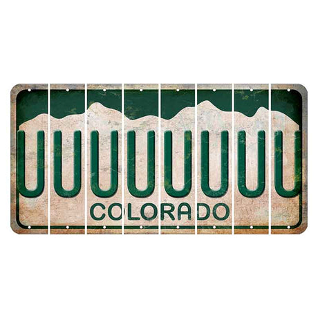 Colorado White|Green Mountains Cut License Plate Strips (Set of 8) U