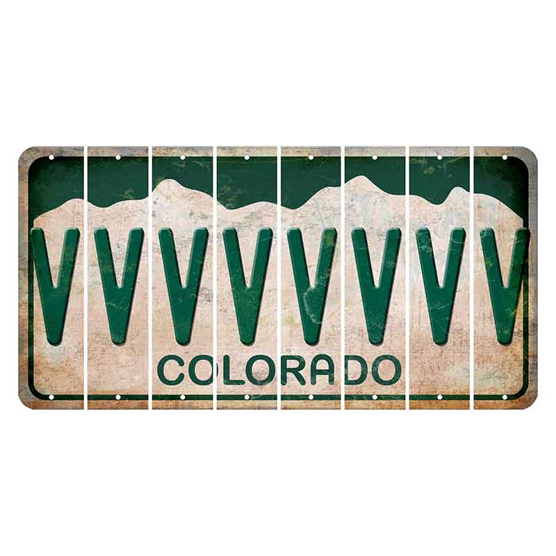 Colorado White|Green Mountains Cut License Plate Strips (Set of 8) V