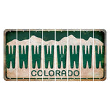 Colorado White|Green Mountains Cut License Plate Strips (Set of 8) W