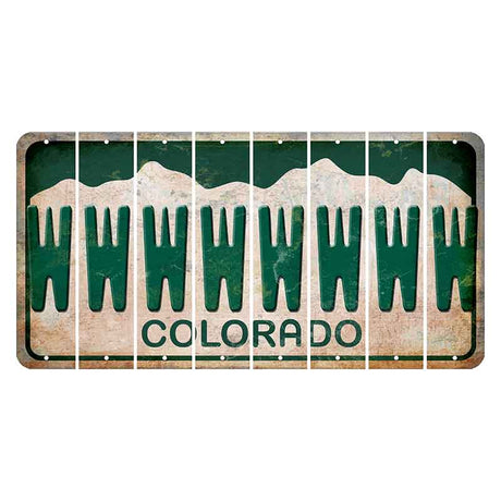 Colorado White|Green Mountains Cut License Plate Strips (Set of 8) W