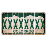 Colorado White|Green Mountains Cut License Plate Strips (Set of 8) X
