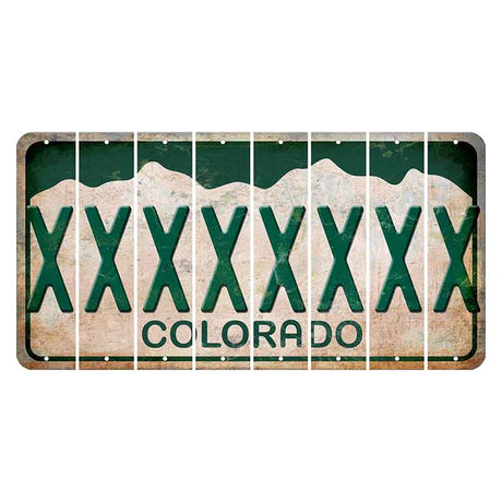 Colorado White|Green Mountains Cut License Plate Strips (Set of 8) X